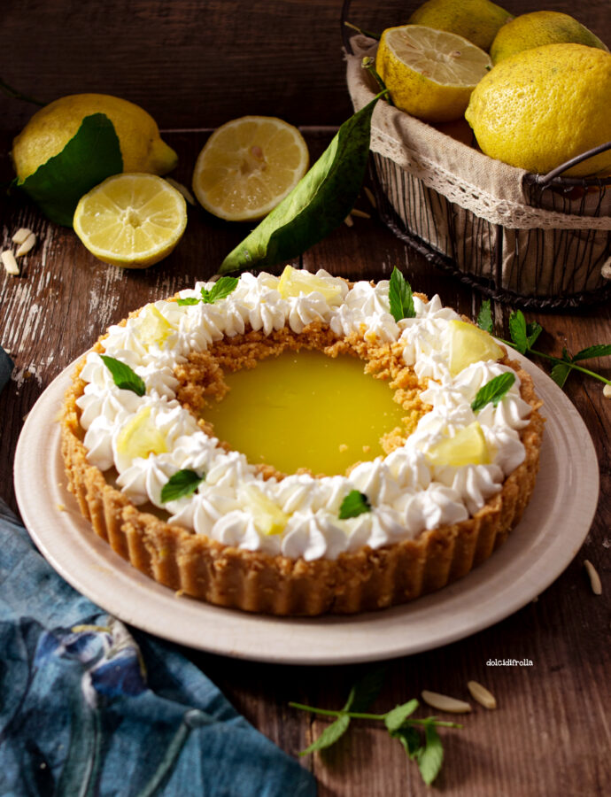 CROSTATA SENZA COTTURA CON MANDORLE E GELO DI LIMONE