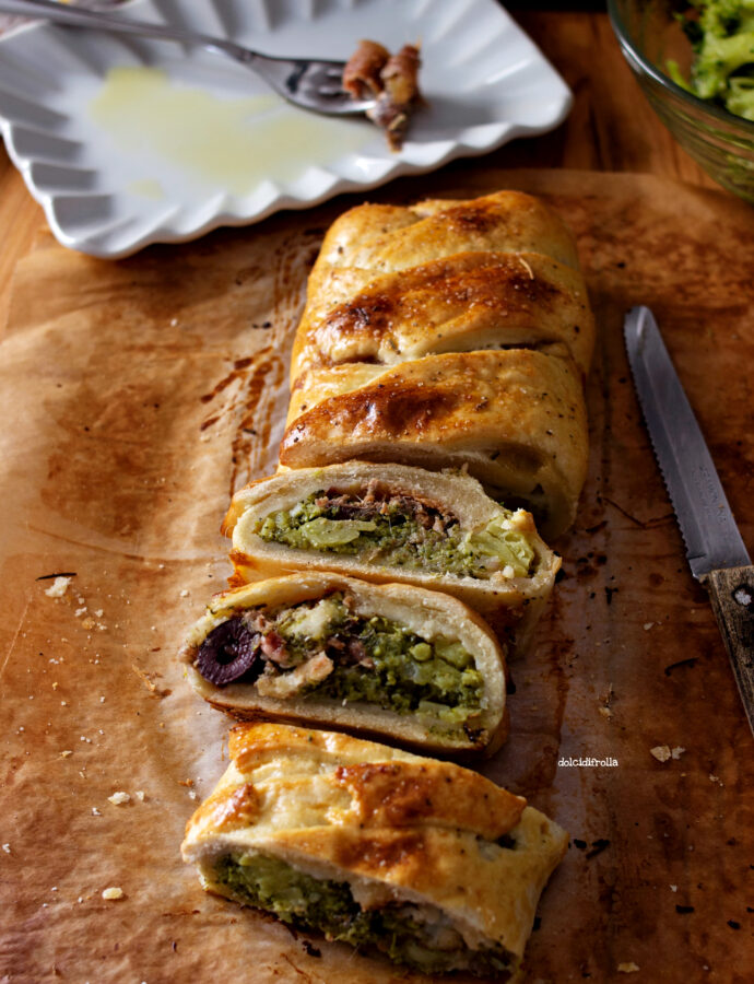 STRUDEL SALATO CON BROCCOLI E ALICI